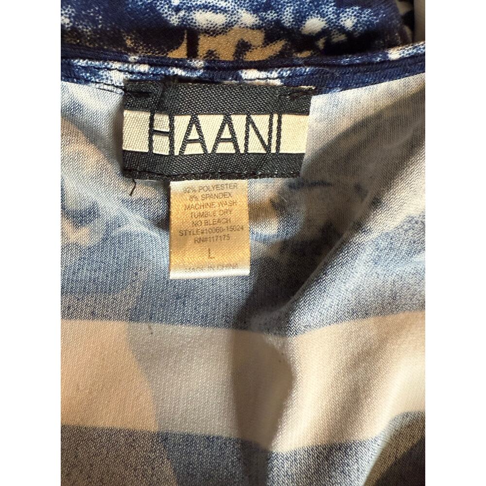 Haani Navy White Floral Stripe Sheath Dress L - Picture 5 of 5